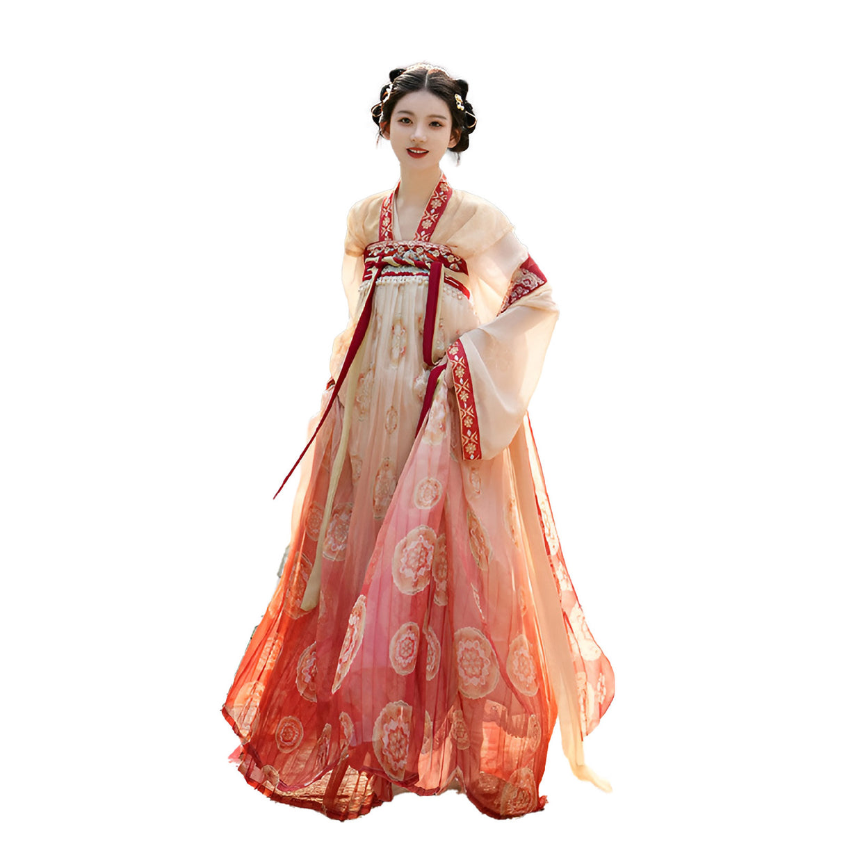 Chinese Traditional Dress Hanfu with floral patterns