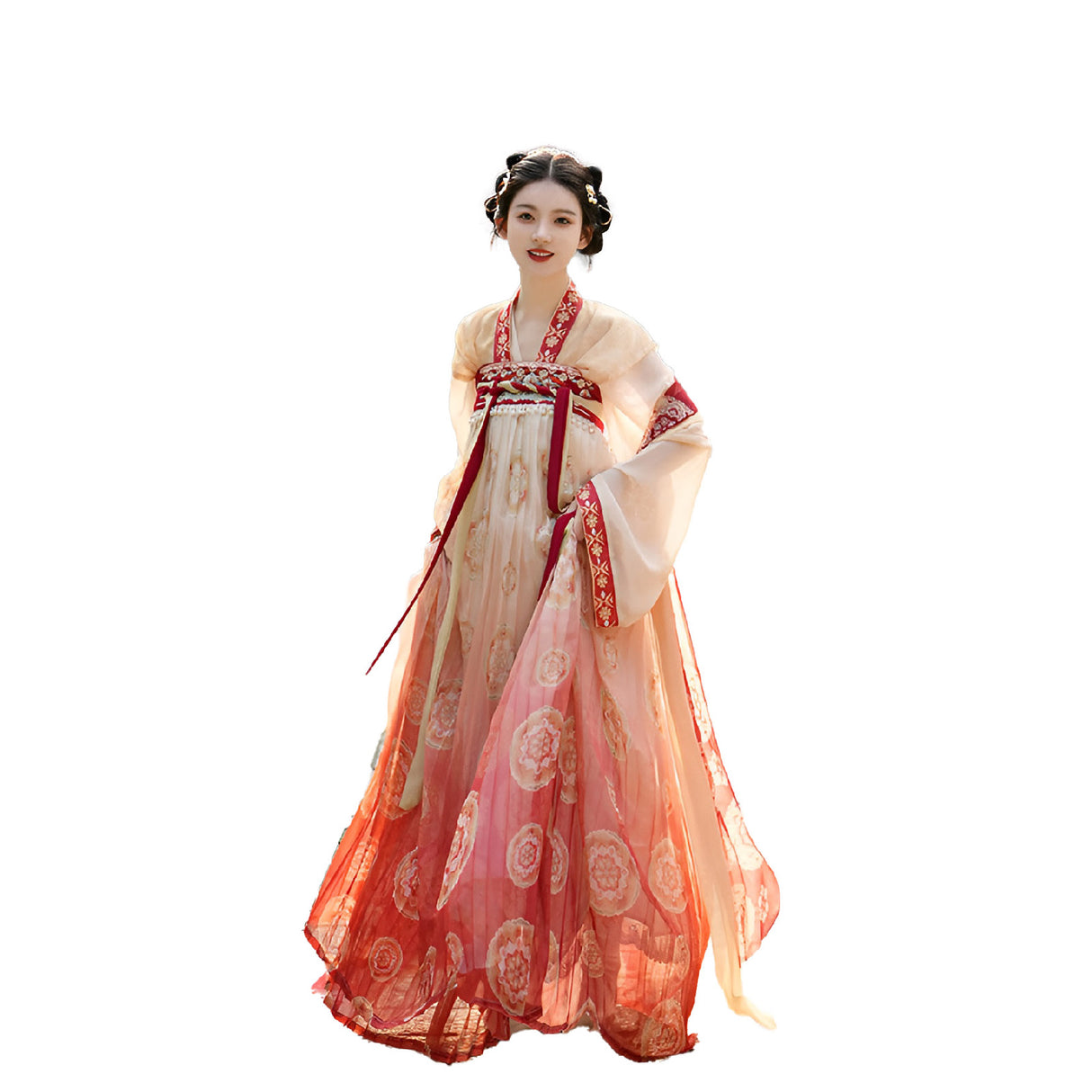 Chinese Traditional Dress Hanfu with floral patterns