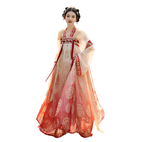 Chinese Traditional Dress Hanfu with floral patterns