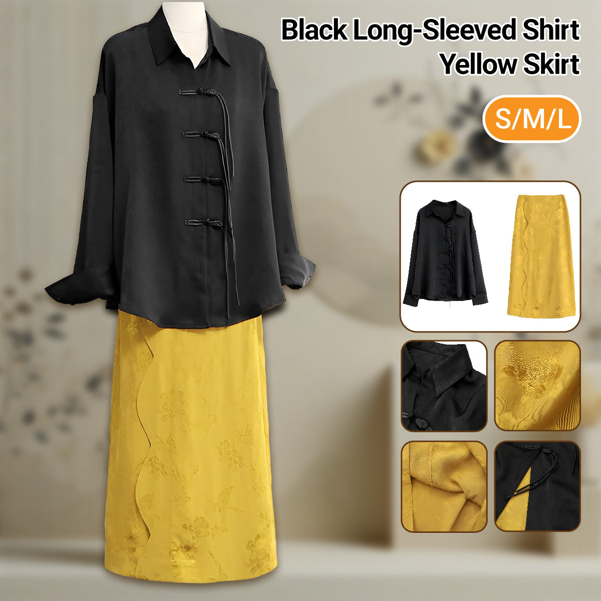 New Chinese Blouse & Skirt Set
