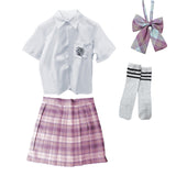 Classic Plaid JK Uniform Set with Blouse, Skirt, Tie, and Socks