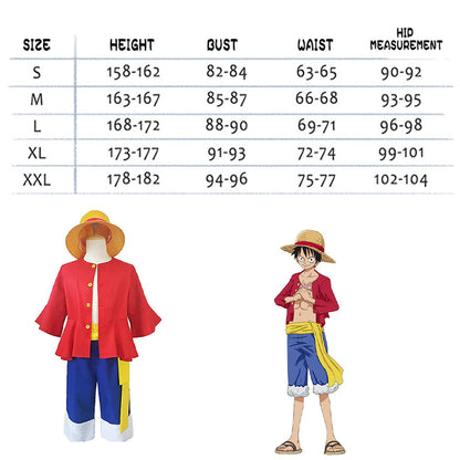 One Piece Monkey D. Luffy Cosplay Costume with Hat