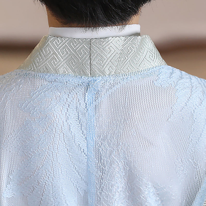 oys Ancient Chinese Hanfu Costume - Traditional Kids Summer Robe in Light Blue