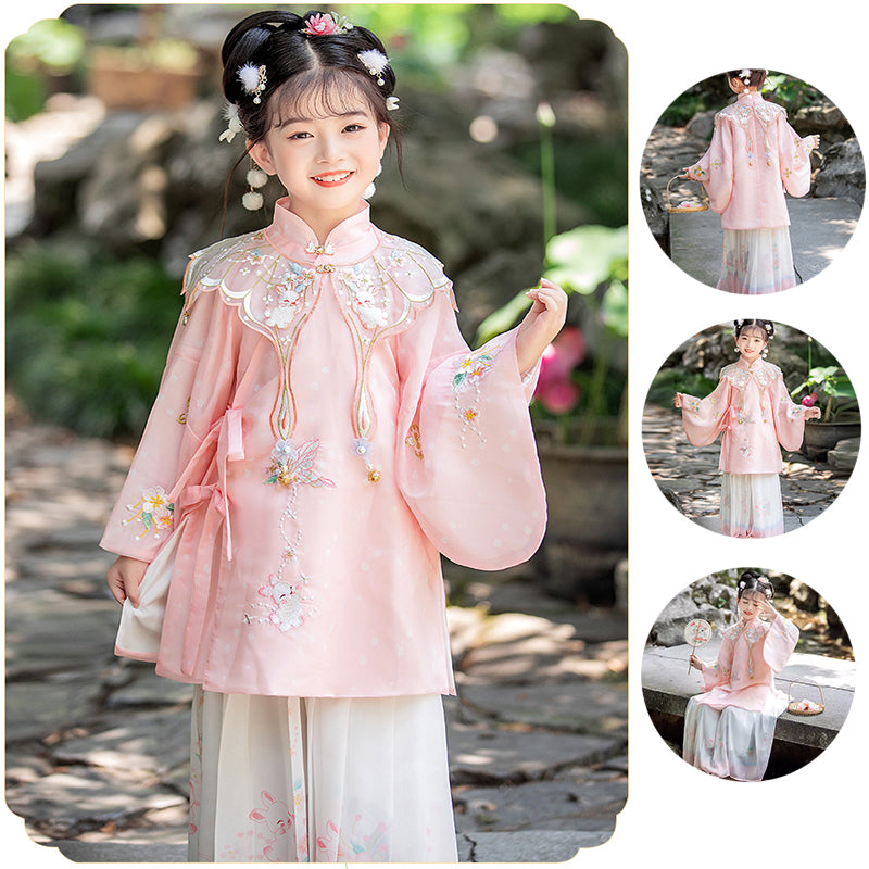 Girls' Pink Cultural Dress Hanfu