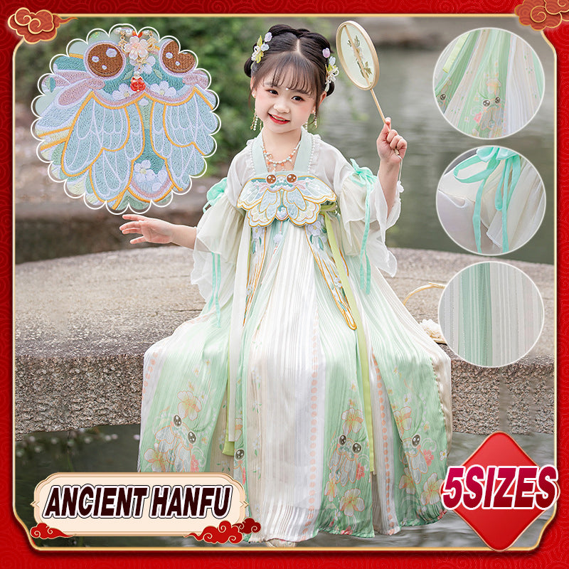 Pastel Floral Hanfu for Kids - Tang Dynasty Elegance