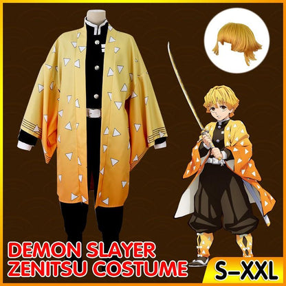 Agatsuma Zenitsu Cosplay Costume - Demon Slayer Outfit for Adults