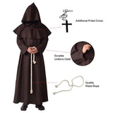 Medieval Hooded Robe in Various Colors with Rope Belt