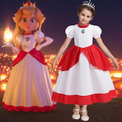 Little Princess Peach Costume with Dress and Crown Headband