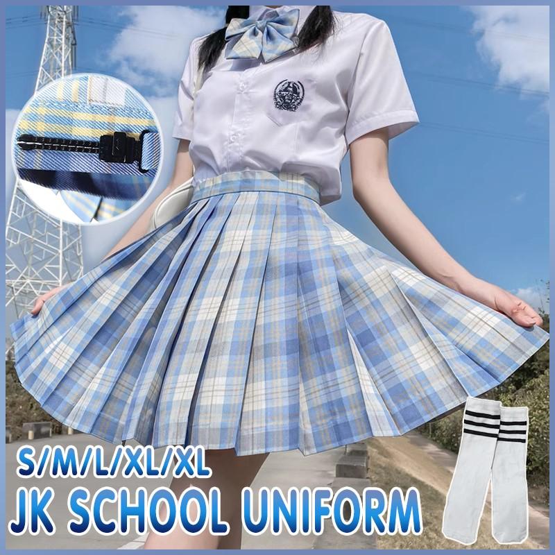 Slate Blue Plaid JK School Uniform Set
