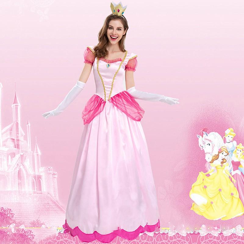 Princess Peach Mario Cosplay Costume Dress