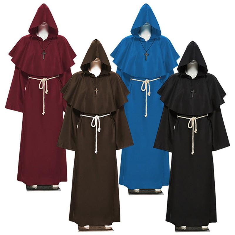 Medieval Hooded Robe in Various Colors with Rope BeltMedieval Hooded Robe in Various Colors with Rope Belt