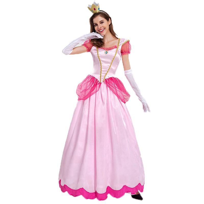 Princess Peach Mario Cosplay Costume Dress