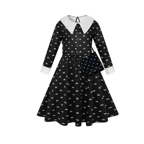 Wednesday Addams Cosplay Flower Print Dress