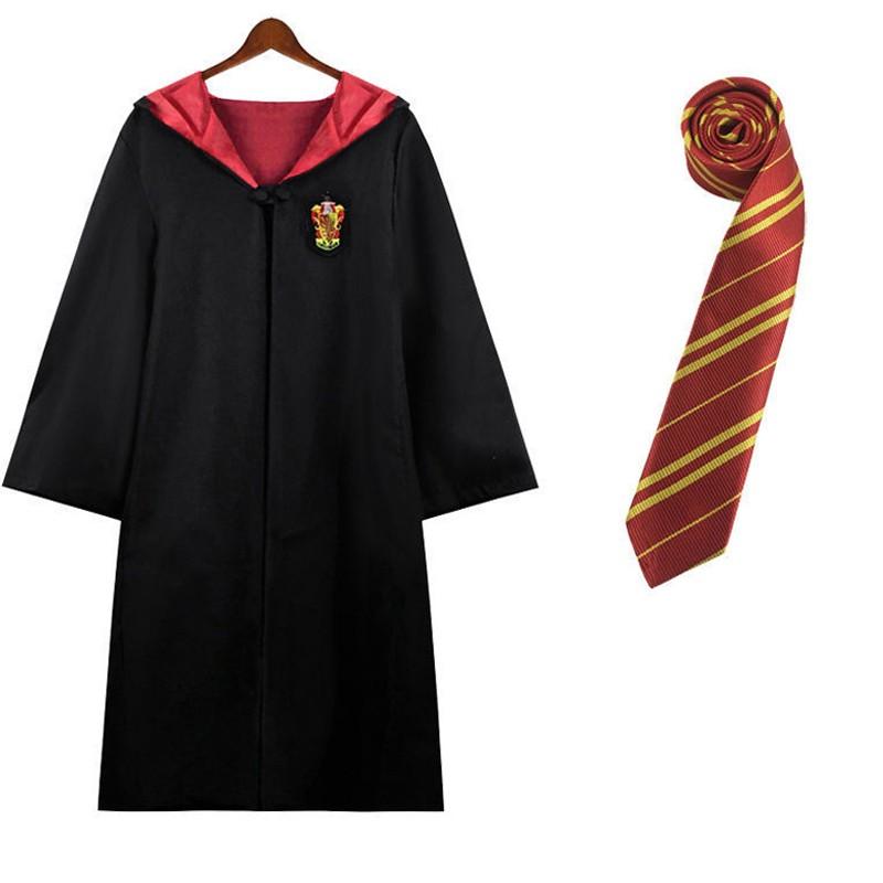 Harry Potter Robe & Tie Set - Gryffindor, Slytherin, Ravenclaw Cosplay Costume for Adults and Kids