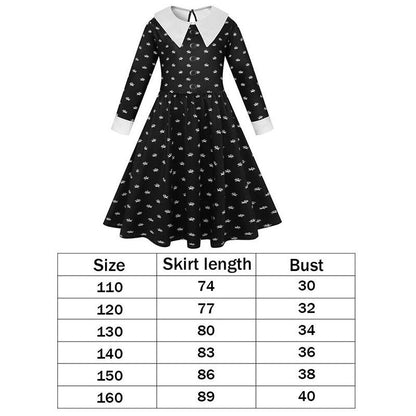 Wednesday Addams Cosplay Flower Print Dress