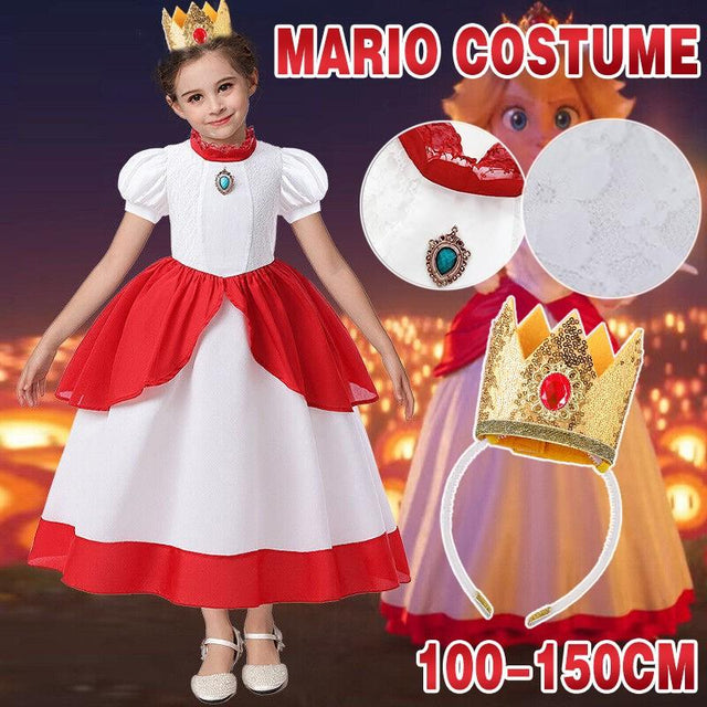Little Princess Peach Costume with Dress and Crown Headband