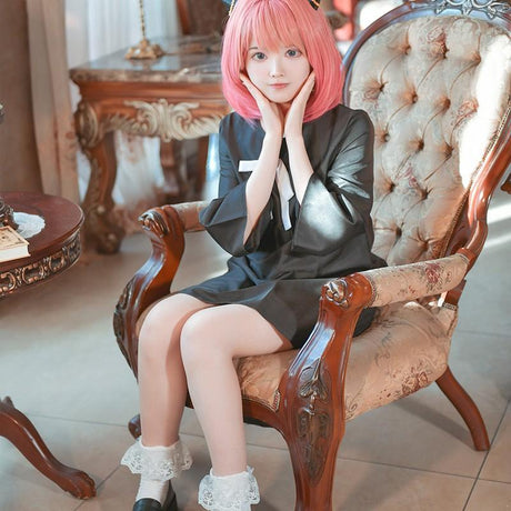 Anime SPY×FAMILY Anya Forger Black Dress Cosplay