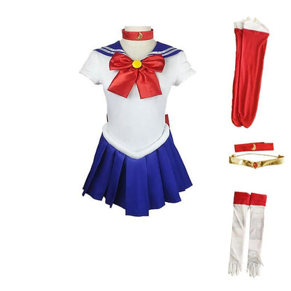 Sailor Moon Cosplay Outfit with Dress, Bow, Gloves, and Socks