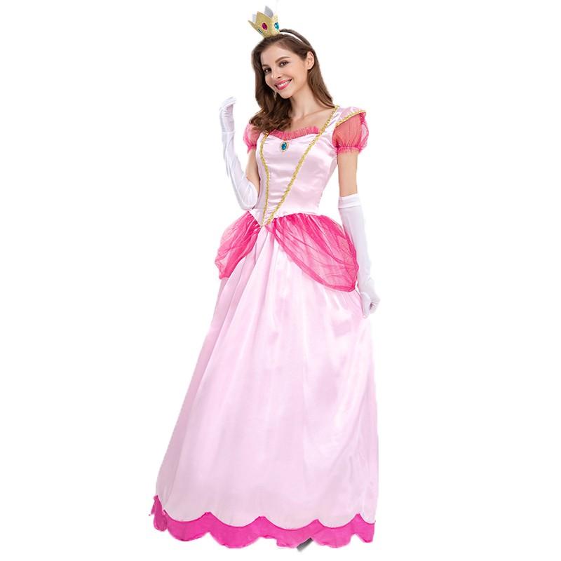 Princess Peach Mario Cosplay Costume Dress