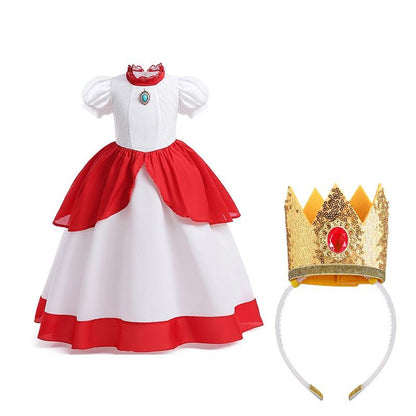 Little Princess Peach Costume with Dress and Crown Headband