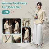Beige Women's Top and Pants Two Piece Set S-XL