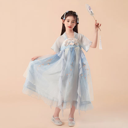 Girls Blue Hanfu Dress