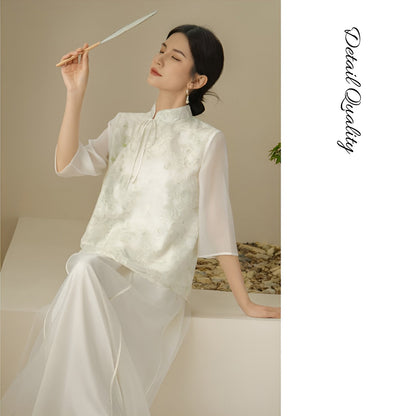 Traditional Chinese Oblique Lapel Blouse