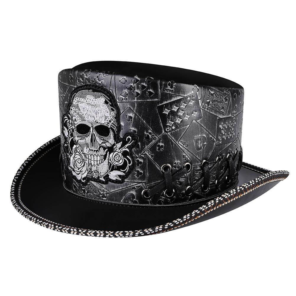 Halloween Vintage Knight Skull Embroidered Dome Magic Hat Party Hat