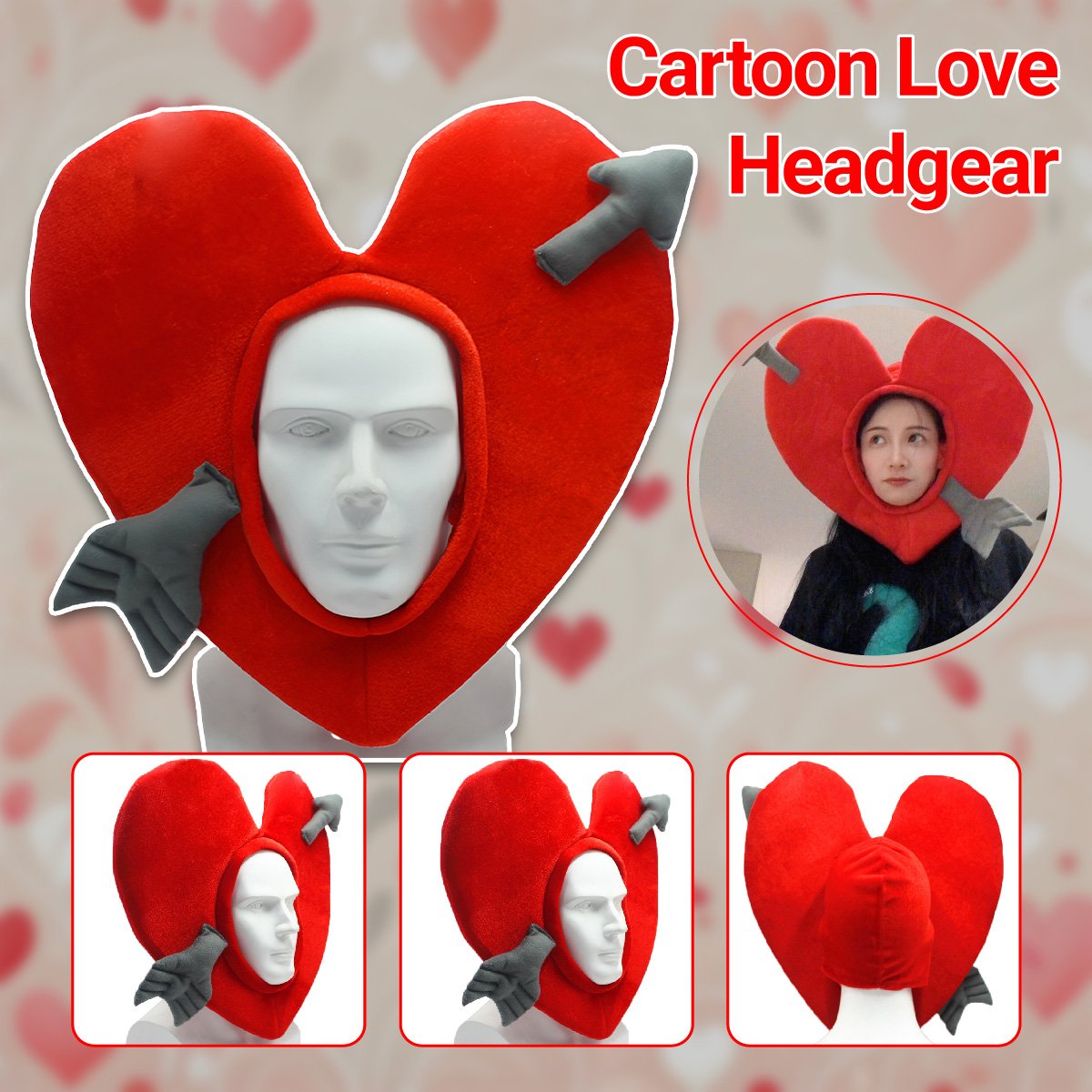 Red Heart Cartoon Love Headgear with Arrow