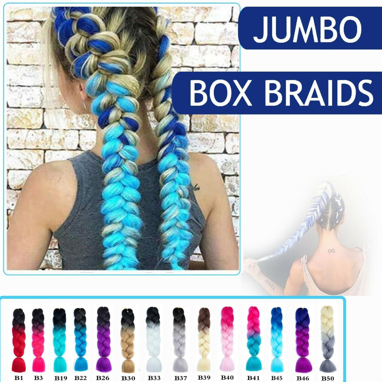 Colorful Ombre Jumbo Box Braids Wig