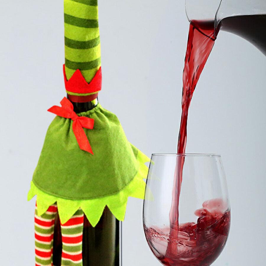 Festive Elf Christmas Wine Bottle Covers