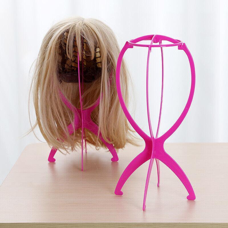 Collapsible & Portable Design Pink Wig Stand