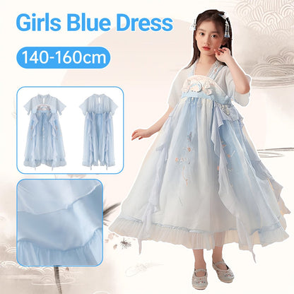 Girls Blue Hanfu Dress