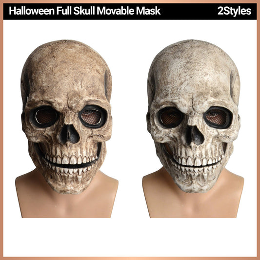 Realistic Halloween Full Skull Movable Mask