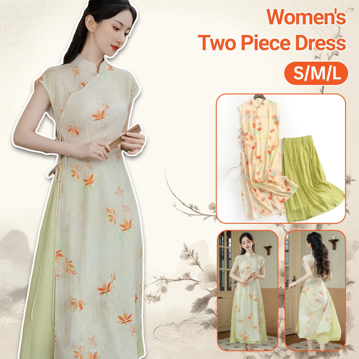 Floral Women's Two Piece Hanfu Dress
