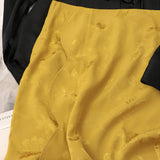 Elegant Black Blouse and Yellow Skirt Modern New Chinese Fashion Set