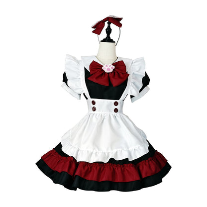 Halloween Vampire Deviruchi Maid Lolita Gothic Black Red Maid Cos Anime RPG