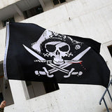 Skull & Crossbones Sabres Swords Jolly Roger Pirate Flag Party Banner Decoration - Aimall