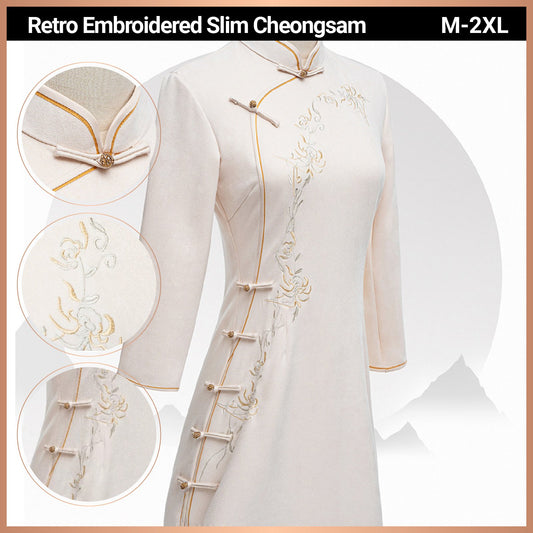 Retro Embroidered Slim Traditional Dress