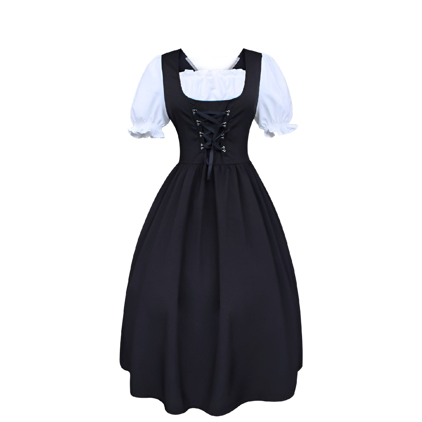 Authentic Bavarian Style Classic Black Dirndl Dress