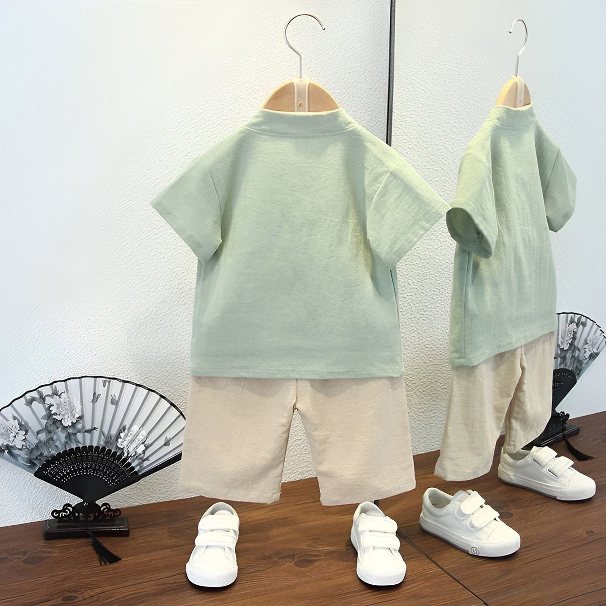Boys Short Sleeve Hanfu Shorts Two Piece Set