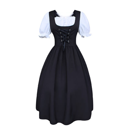 Authentic Bavarian Style Classic Black Dirndl Dress