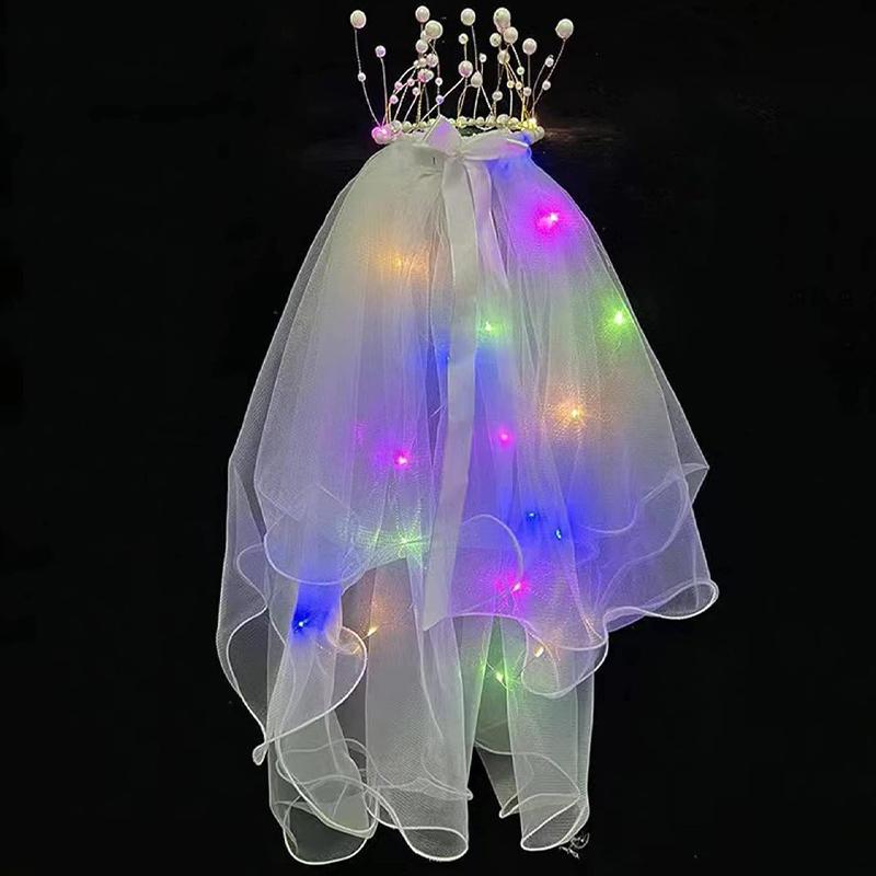Enchanting LED Wedding Pearl Veil