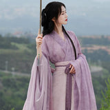 Elegant Lavender Chinese Hanfu dress inspired by traditional Chinese fashion