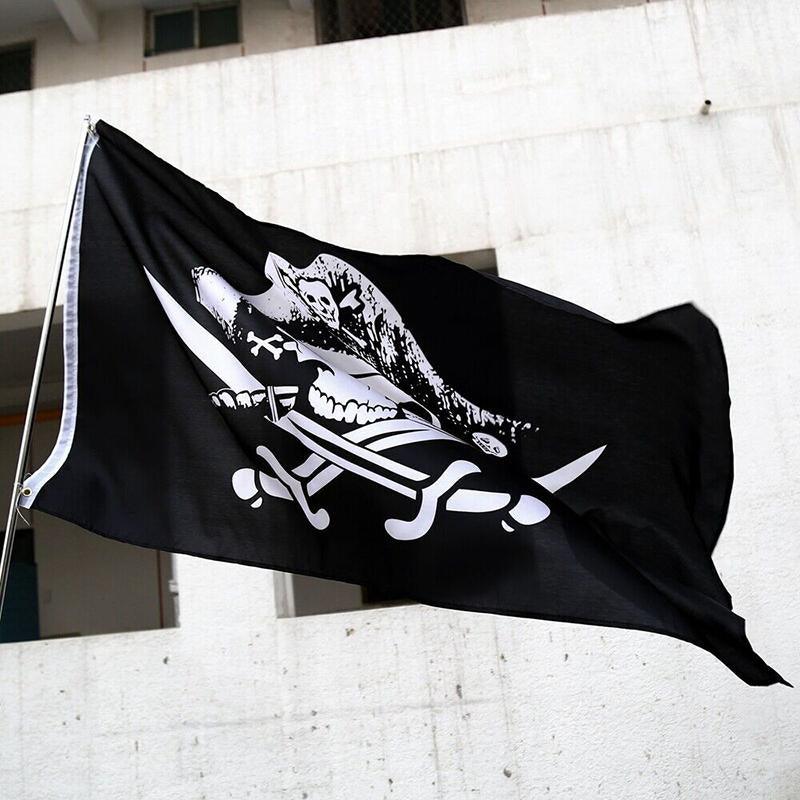 Skull & Crossbones Sabres Swords Jolly Roger Pirate Flag Party Banner Decoration - Aimall