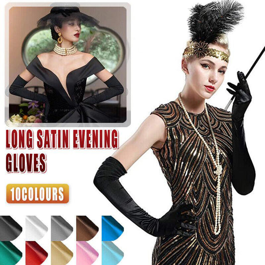 Elegant Long Satin Evening Gloves