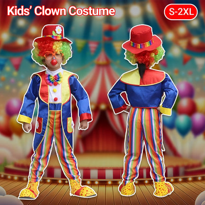 Halloween Boy Girl Circus Clown Costume Suit Cosplay Masquerade Magic