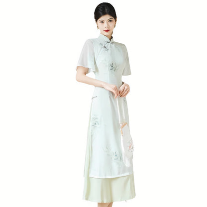 Elegant Floral Cheongsam Dress