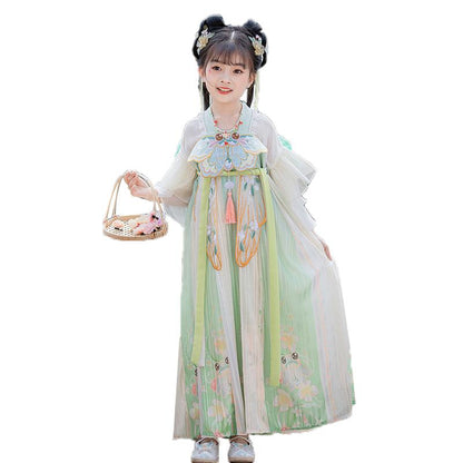 Pastel Floral Hanfu for Kids - Tang Dynasty Elegance