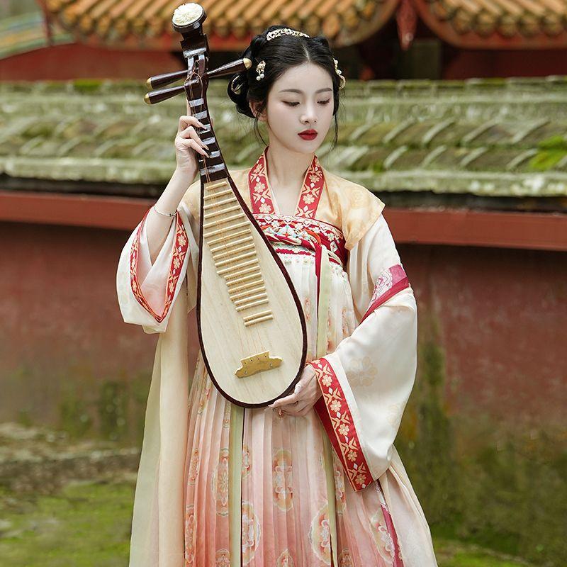 Chinese Traditional Dress Hanfu with floral patterns